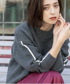 OPAQUE.CLIP / オペーク ドット クリップ ニット・セーター | 配色ラインクルーネックニット