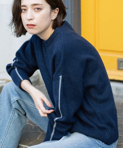 OPAQUE.CLIP / オペーク ドット クリップ ニット・セーター | 配色ラインクルーネックニット | 詳細10