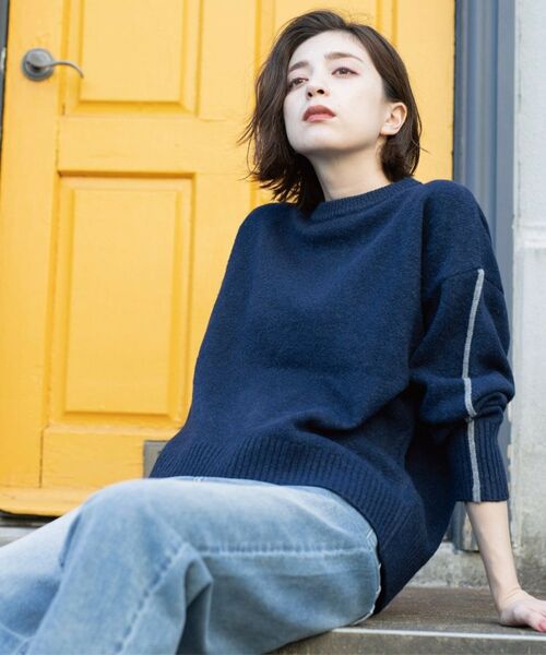 OPAQUE.CLIP / オペーク ドット クリップ ニット・セーター | 配色ラインクルーネックニット | 詳細14