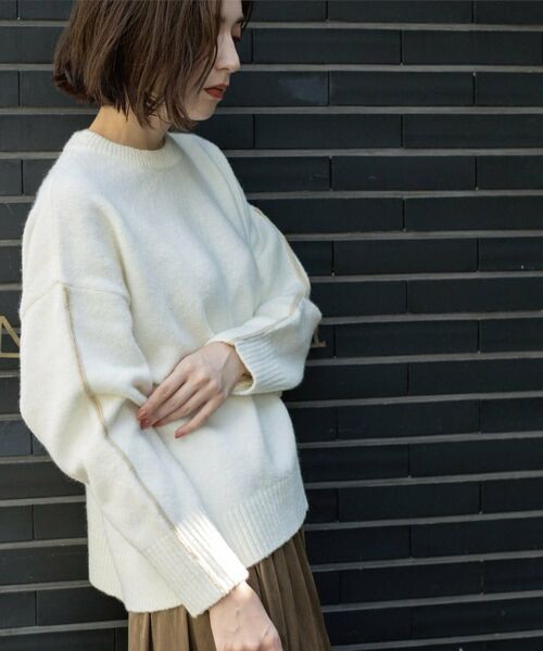 OPAQUE.CLIP / オペーク ドット クリップ ニット・セーター | 配色ラインクルーネックニット | 詳細15