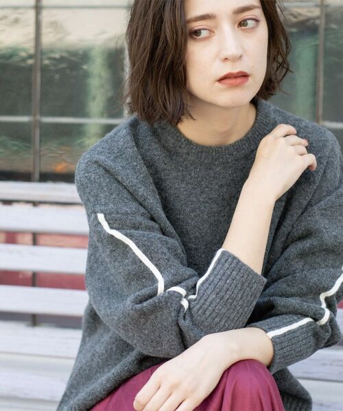 OPAQUE.CLIP / オペーク ドット クリップ ニット・セーター | 配色ラインクルーネックニット | 詳細2