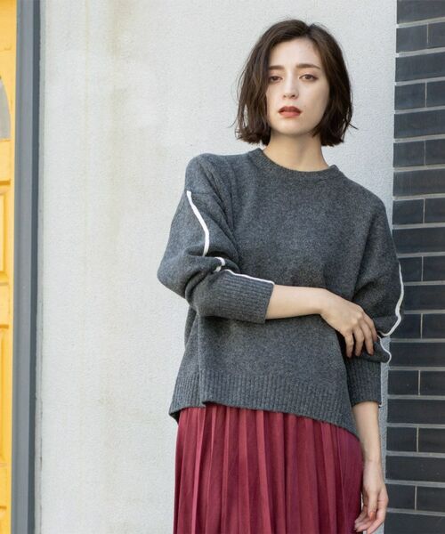 OPAQUE.CLIP / オペーク ドット クリップ ニット・セーター | 配色ラインクルーネックニット | 詳細5