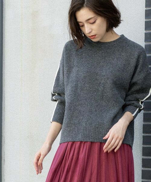 OPAQUE.CLIP / オペーク ドット クリップ ニット・セーター | 配色ラインクルーネックニット | 詳細6