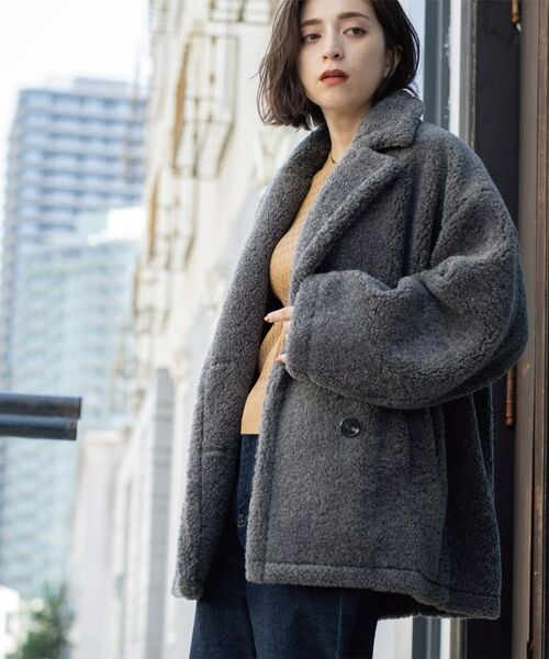 OPAQUE.CLIP / オペーク ドット クリップ ピーコート | フェイクボア コクーンPコート | 詳細1