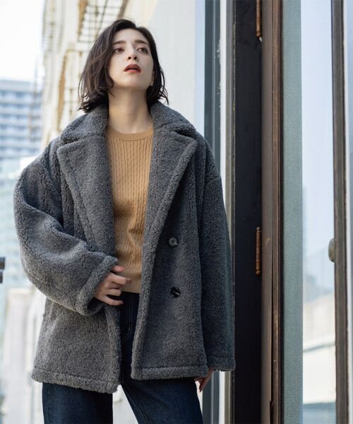 OPAQUE.CLIP / オペーク ドット クリップ ピーコート | フェイクボア コクーンPコート | 詳細2