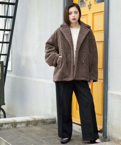 OPAQUE.CLIP / オペーク ドット クリップ ピーコート | フェイクボア コクーンPコート | 詳細20