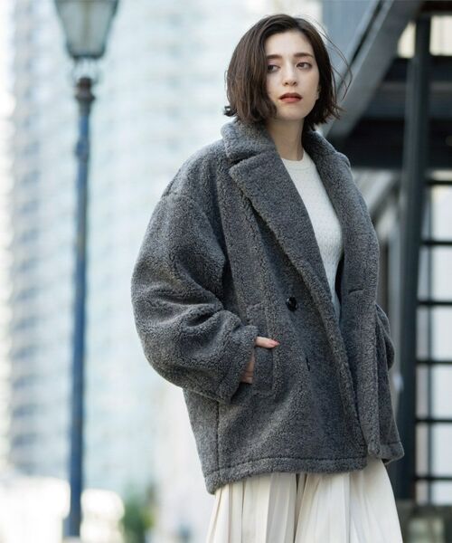 OPAQUE.CLIP / オペーク ドット クリップ ピーコート | フェイクボア コクーンPコート | 詳細5