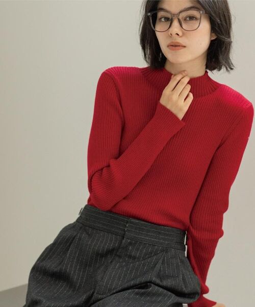 OPAQUE. CLIP/オペーク ドット クリップ ハイネックリブニット【洗濯機OK】《6col》 レッド(062) 38(M)