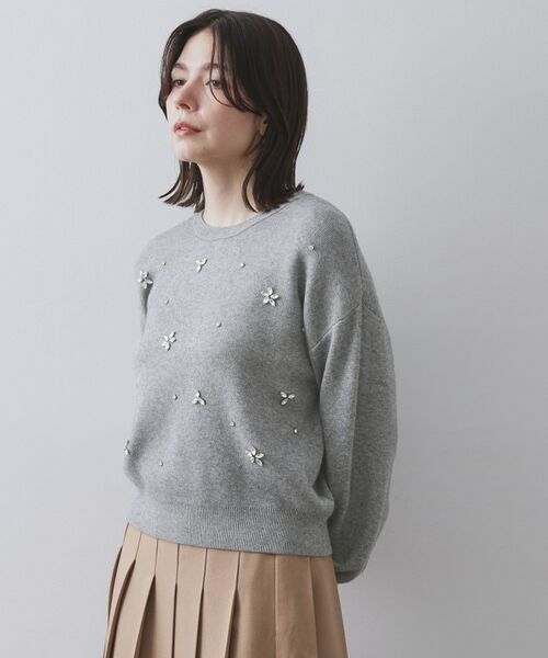 OPAQUE.CLIP / オペーク ドット クリップ ニット・セーター | ビジューニットトップス【洗える】 | 詳細1