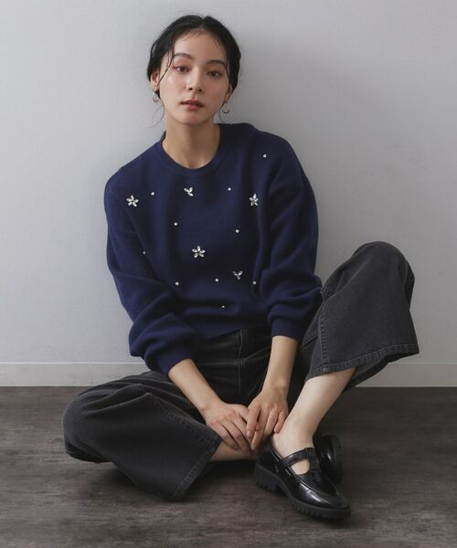 OPAQUE.CLIP / オペーク ドット クリップ ニット・セーター | ビジューニットトップス【洗える】 | 詳細10