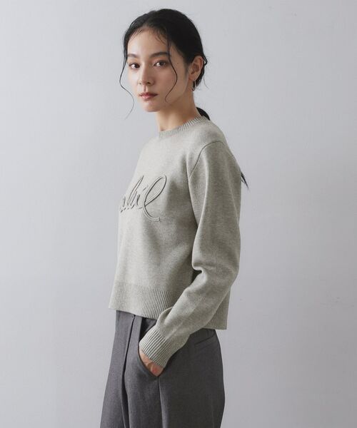 OPAQUE.CLIP / オペーク ドット クリップ ニット・セーター | チェーン刺繍ロゴニット【洗濯機OK】 | 詳細14