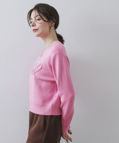 OPAQUE.CLIP / オペーク ドット クリップ ニット・セーター | チェーン刺繍ロゴニット【洗濯機OK】 | 詳細5