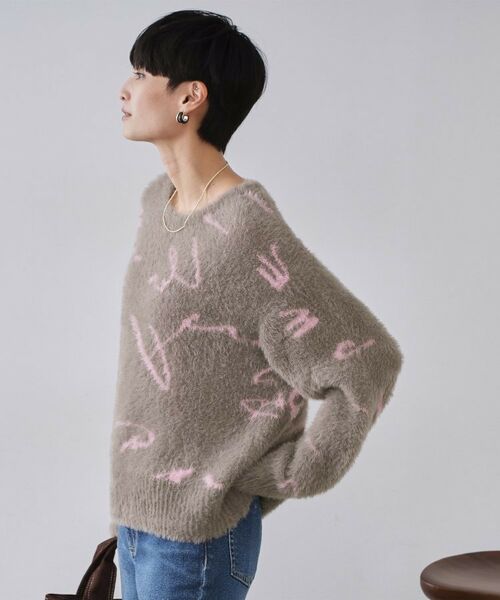 OPAQUE.CLIP / オペーク ドット クリップ ニット・セーター | アート柄シャギーニット【洗濯機OK】 | 詳細1