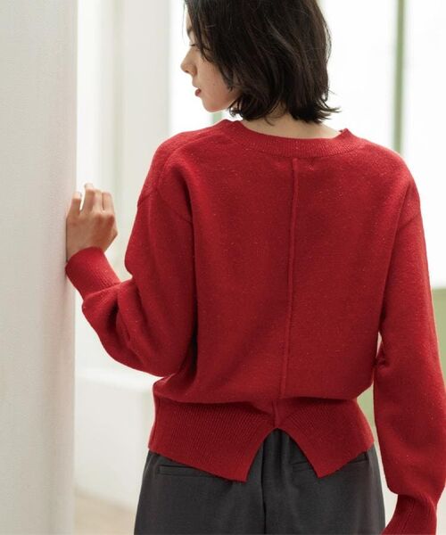 OPAQUE.CLIP / オペーク ドット クリップ ニット・セーター | Vネックラメニット【洗濯機OK】 | 詳細14