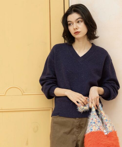 OPAQUE.CLIP / オペーク ドット クリップ ニット・セーター | Vネックラメニット【洗濯機OK】 | 詳細17