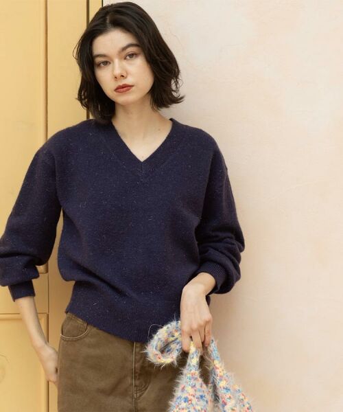 OPAQUE.CLIP / オペーク ドット クリップ ニット・セーター | Vネックラメニット【洗濯機OK】 | 詳細20