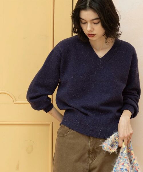 OPAQUE.CLIP / オペーク ドット クリップ ニット・セーター | Vネックラメニット【洗濯機OK】 | 詳細21