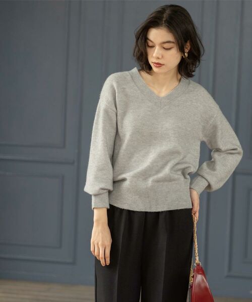 OPAQUE.CLIP / オペーク ドット クリップ ニット・セーター | Vネックラメニット【洗濯機OK】 | 詳細4