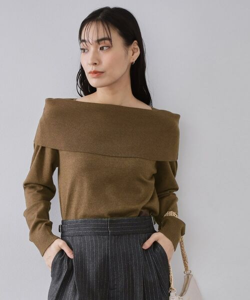 OPAQUE.CLIP / オペーク ドット クリップ ニット・セーター | オフショルダーニット【洗濯機OK】(モカブラウン(042))