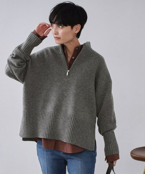 OPAQUE.CLIP / オペーク ドット クリップ ニット・セーター | ハーフジップミドルゲージニット【洗濯機OK】 | 詳細1