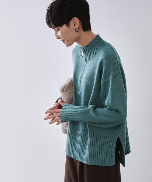 OPAQUE.CLIP / オペーク ドット クリップ ニット・セーター | ハーフジップミドルゲージニット【洗濯機OK】 | 詳細9