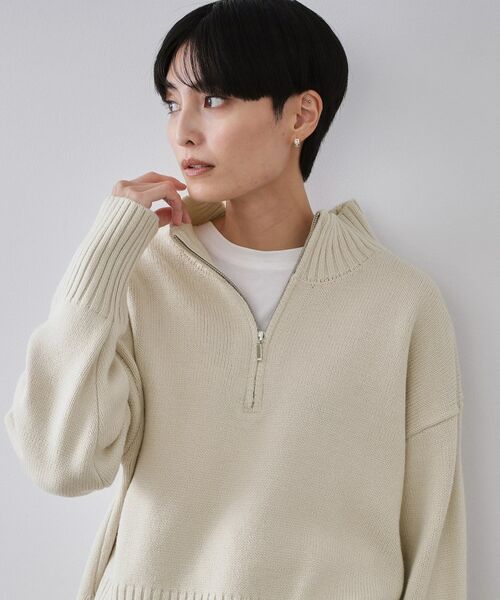 OPAQUE. CLIP/オペーク ドット クリップ ハーフジップミドルゲージニット【洗濯機OK】 ライトベージュ(051) 38(M)