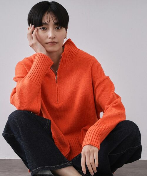 OPAQUE. CLIP/オペーク ドット クリップ ハーフジップミドルゲージニット【洗濯機OK】 オレンジ(867) 38(M) OPAQUE. CLIP/オペーク ドット クリップ ハーフジップミドルゲージニット【洗濯機OK】 オレンジ(867) 38(M)