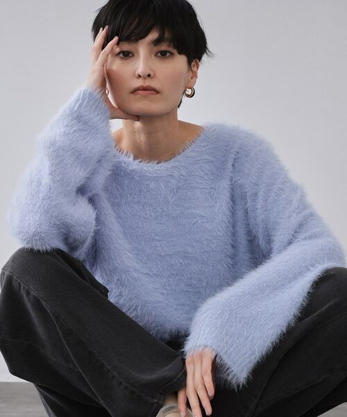 OPAQUE.CLIP / オペーク ドット クリップ ニット・セーター | ラメシャギーニット【洗濯機OK】(ラベンダー(680))