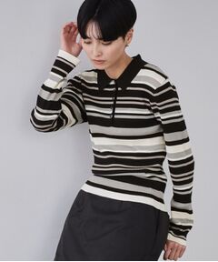 OPAQUE.CLIP / オペーク ドット クリップ ニット・セーター | マルチボーダーポロニット【洗濯機OK】