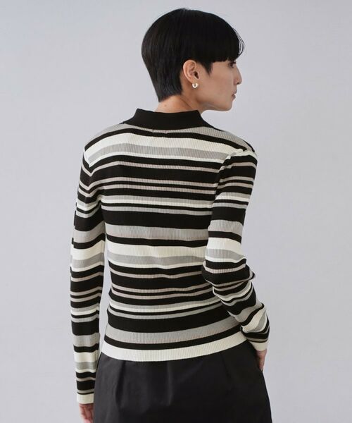 OPAQUE.CLIP / オペーク ドット クリップ ニット・セーター | マルチボーダーポロニット【洗濯機OK】 | 詳細1