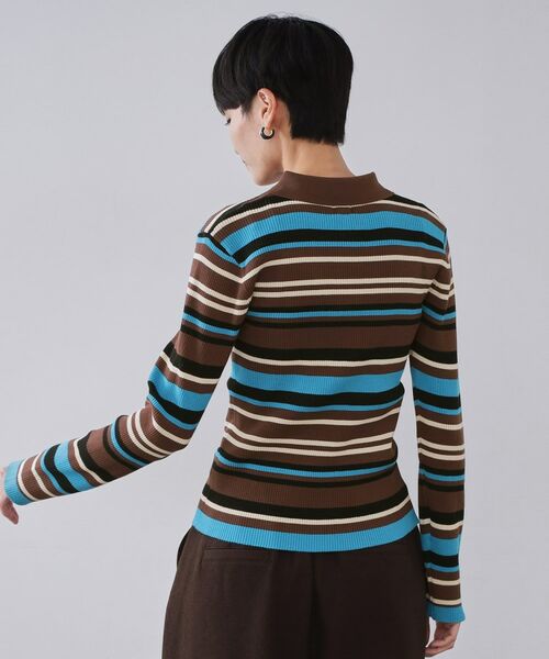 OPAQUE.CLIP / オペーク ドット クリップ ニット・セーター | マルチボーダーポロニット【洗濯機OK】 | 詳細11