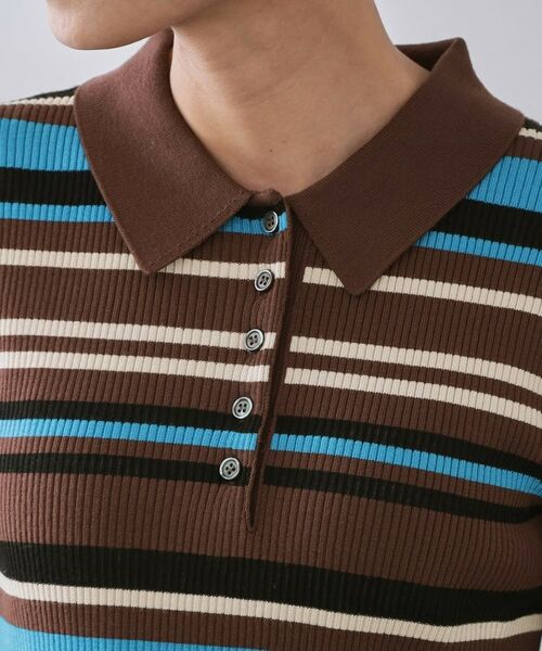 OPAQUE.CLIP / オペーク ドット クリップ ニット・セーター | マルチボーダーポロニット【洗濯機OK】 | 詳細12