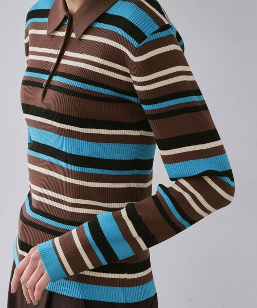 OPAQUE.CLIP / オペーク ドット クリップ ニット・セーター | マルチボーダーポロニット【洗濯機OK】 | 詳細13
