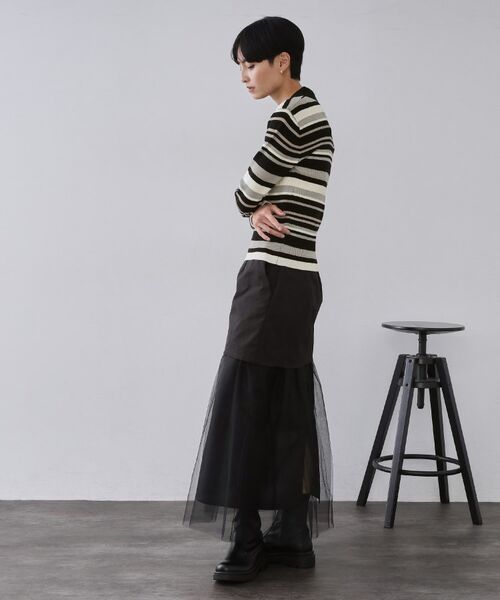 OPAQUE.CLIP / オペーク ドット クリップ ニット・セーター | マルチボーダーポロニット【洗濯機OK】 | 詳細3
