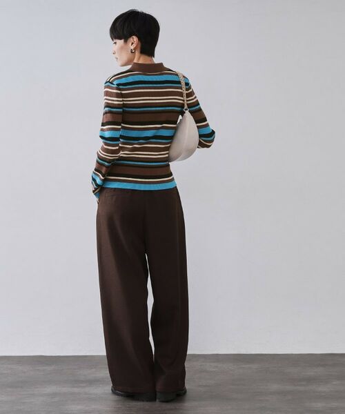 OPAQUE.CLIP / オペーク ドット クリップ ニット・セーター | マルチボーダーポロニット【洗濯機OK】 | 詳細6