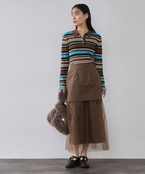 OPAQUE.CLIP / オペーク ドット クリップ ニット・セーター | マルチボーダーポロニット【洗濯機OK】 | 詳細7