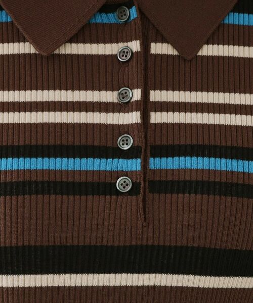 OPAQUE.CLIP / オペーク ドット クリップ ニット・セーター | マルチボーダーポロニット【洗濯機OK】 | 詳細8