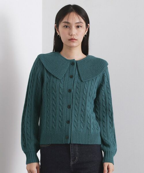 OPAQUE.CLIP / オペーク ドット クリップ ニット・セーター | ビック襟ケーブルニット【洗濯機OK／抗ピル】 | 詳細13