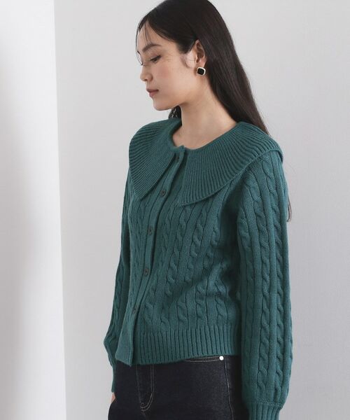 OPAQUE.CLIP / オペーク ドット クリップ ニット・セーター | ビック襟ケーブルニット【洗濯機OK／抗ピル】 | 詳細9