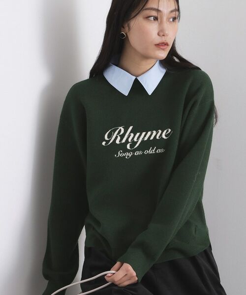 OPAQUE.CLIP / オペーク ドット クリップ ニット・セーター | 襟付きロゴジャカードニット【洗濯機OK】 | 詳細1