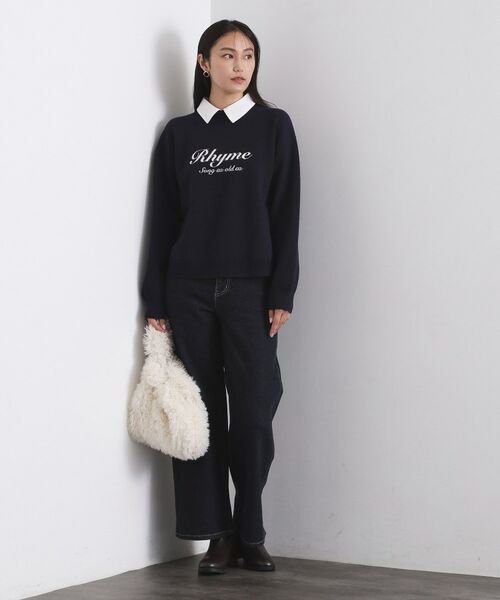 OPAQUE.CLIP / オペーク ドット クリップ ニット・セーター | 襟付きロゴジャカードニット【洗濯機OK】 | 詳細10