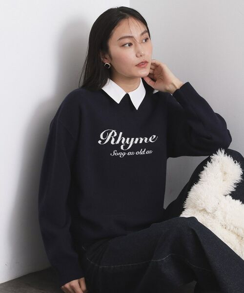 OPAQUE.CLIP / オペーク ドット クリップ ニット・セーター | 襟付きロゴジャカードニット【洗濯機OK】 | 詳細8