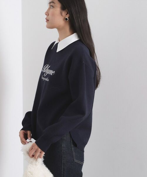 OPAQUE.CLIP / オペーク ドット クリップ ニット・セーター | 襟付きロゴジャカードニット【洗濯機OK】 | 詳細9