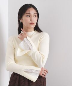 OPAQUE.CLIP / オペーク ドット クリップ ニット・セーター | レースフレアハイネックリブニット【洗濯機OK】