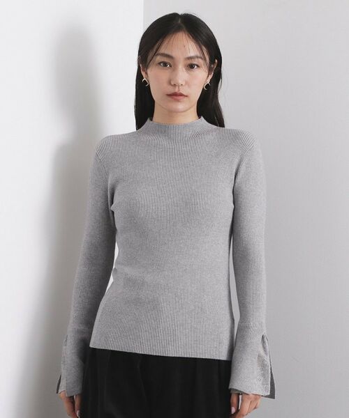 OPAQUE.CLIP / オペーク ドット クリップ ニット・セーター | レースフレアハイネックリブニット【洗濯機OK】 | 詳細13