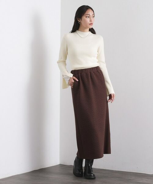 OPAQUE.CLIP / オペーク ドット クリップ ニット・セーター | レースフレアハイネックリブニット【洗濯機OK】 | 詳細2