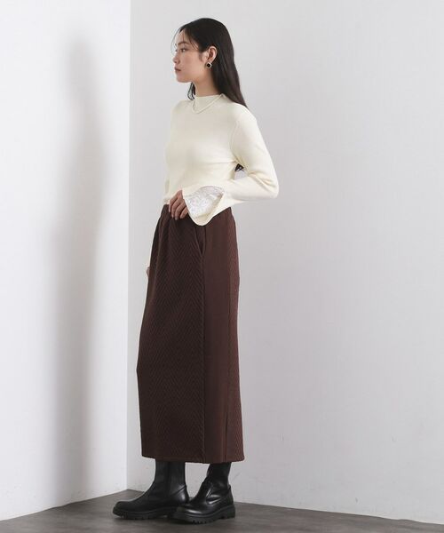 OPAQUE.CLIP / オペーク ドット クリップ ニット・セーター | レースフレアハイネックリブニット【洗濯機OK】 | 詳細3