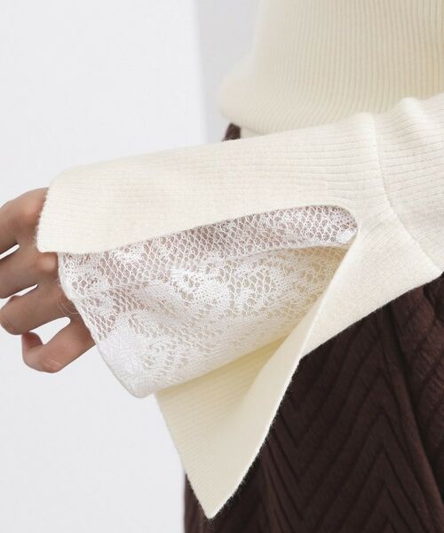 OPAQUE.CLIP / オペーク ドット クリップ ニット・セーター | レースフレアハイネックリブニット【洗濯機OK】 | 詳細4