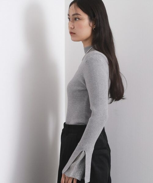 OPAQUE.CLIP / オペーク ドット クリップ ニット・セーター | レースフレアハイネックリブニット【洗濯機OK】 | 詳細5