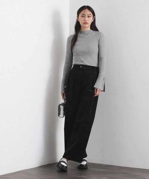 OPAQUE.CLIP / オペーク ドット クリップ ニット・セーター | レースフレアハイネックリブニット【洗濯機OK】 | 詳細6